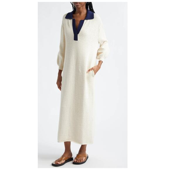 STAUD Altea Waffle-Knit Cotton-blend Maxi Dress Size Large - Picture 3 of 14